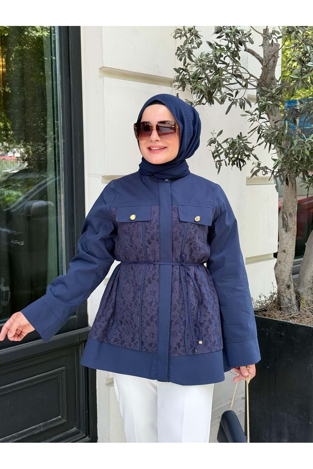 CANDİCE CEP DETAYLI GÜPÜR GÖMLEK - LACİVERT - 2