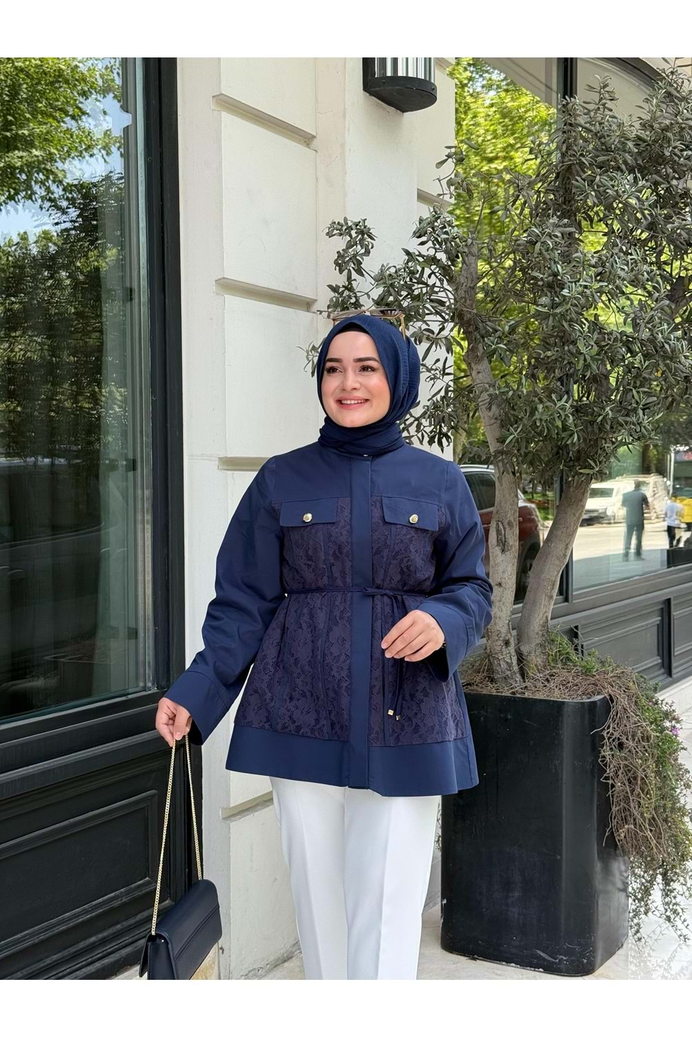 CANDİCE CEP DETAYLI GÜPÜR GÖMLEK - LACİVERT - 2