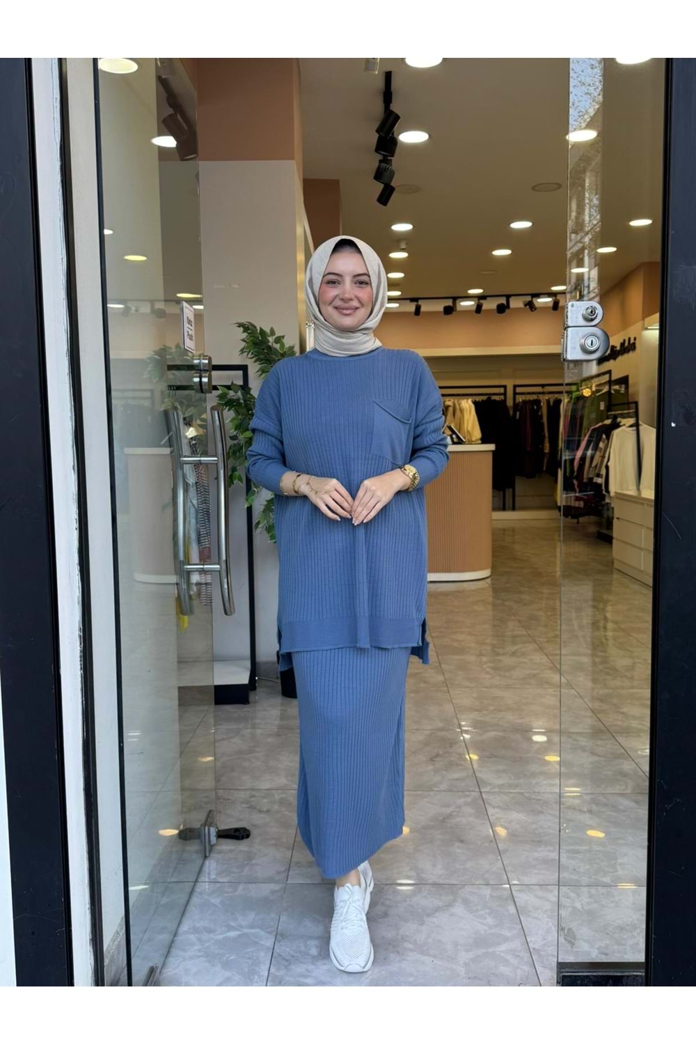 ROSE TRİKO ETEKLİ TAKIM - İNDİGO MAVİ - STD