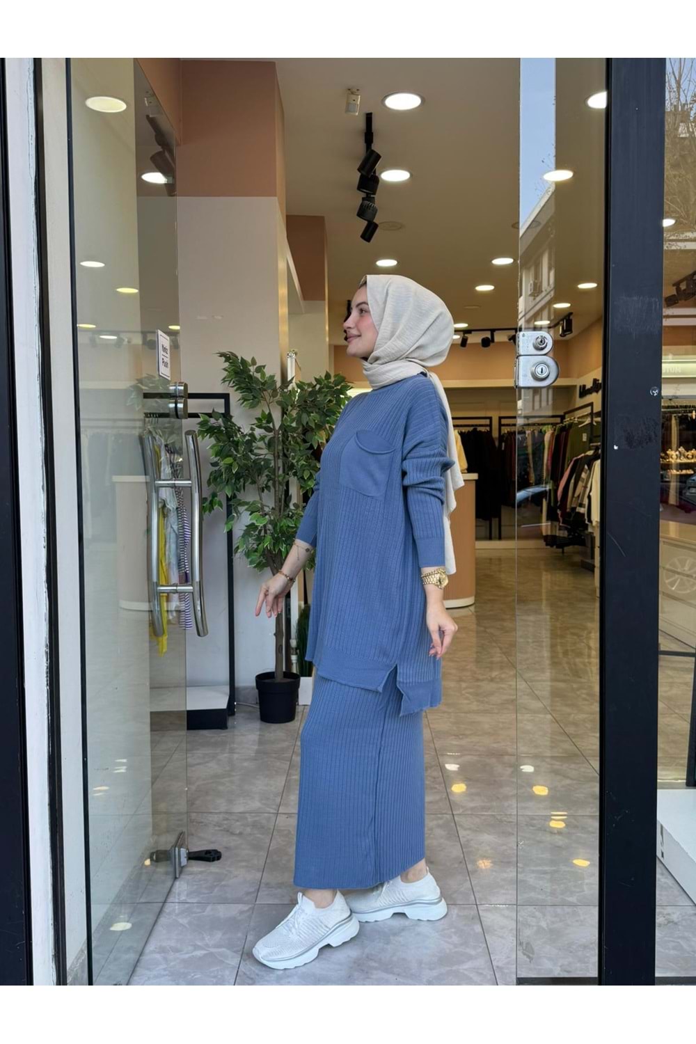 ROSE TRİKO ETEKLİ TAKIM - İNDİGO MAVİ - STD