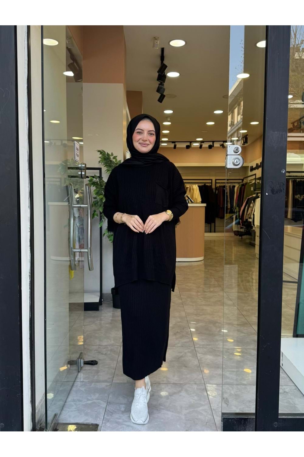 ROSE TRİKO ETEKLİ TAKIM - SİYAH - STD