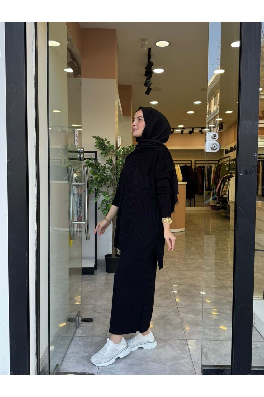 ROSE TRİKO ETEKLİ TAKIM - SİYAH - STD