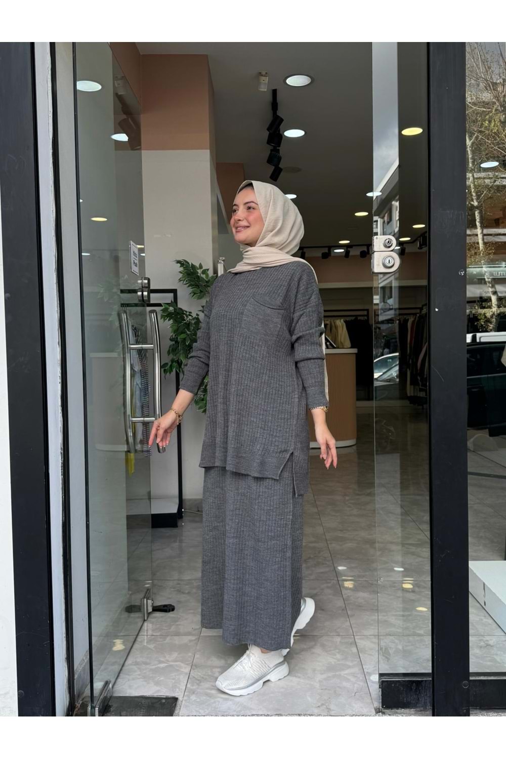 ROSE TRİKO ETEKLİ TAKIM - ANTRASİT GRİ - STD