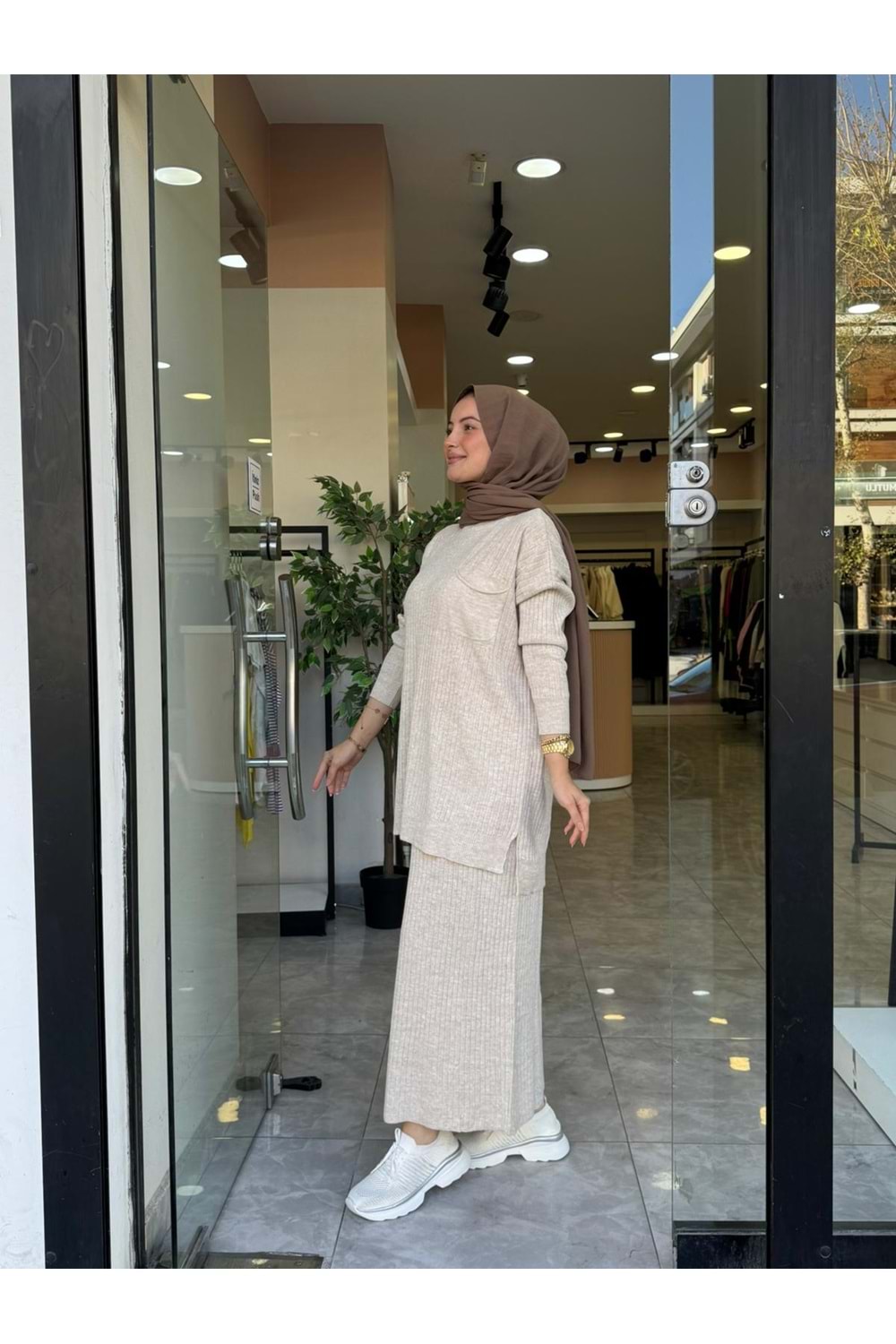 ROSE TRİKO ETEKLİ TAKIM - KREM - STD