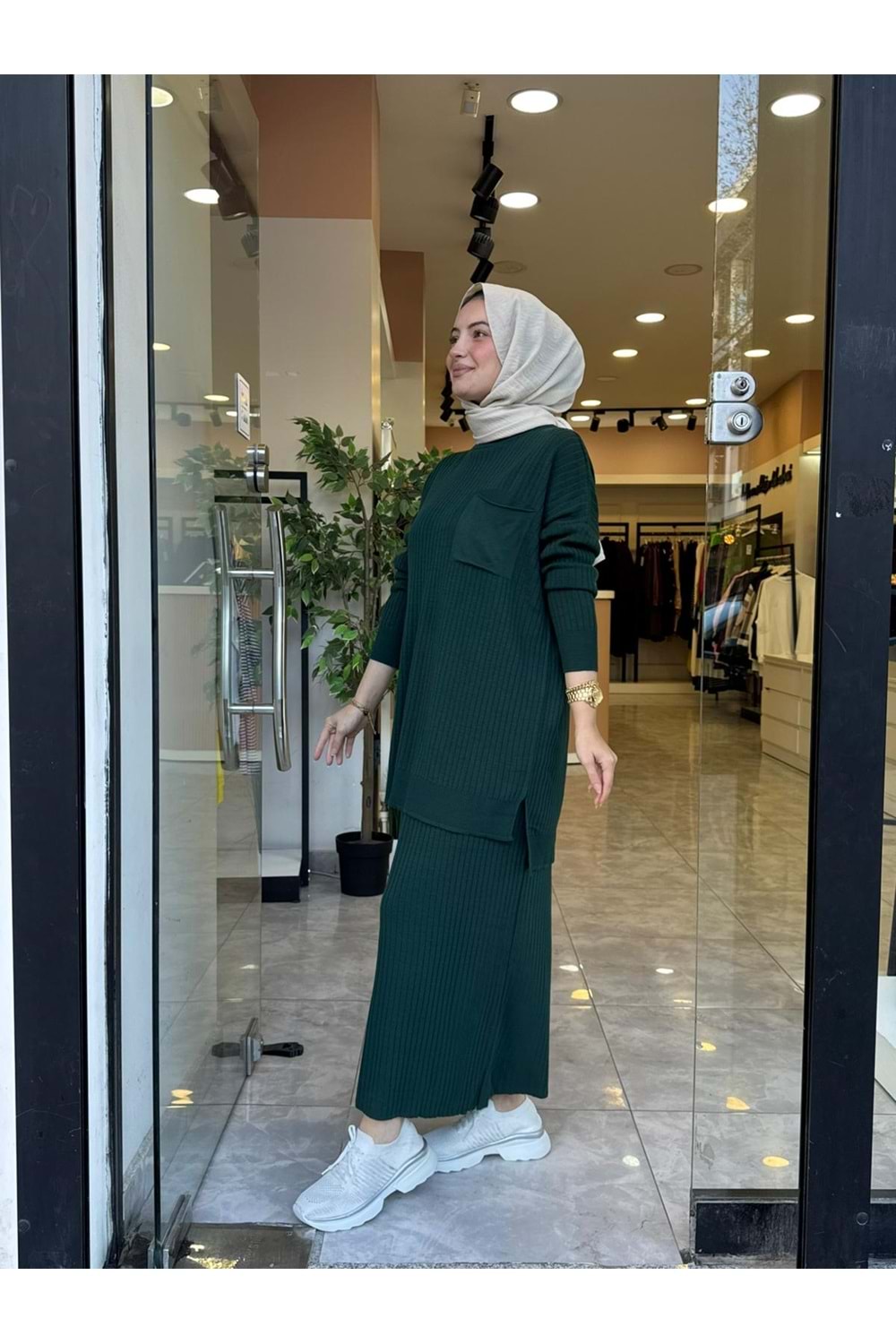 ROSE TRİKO ETEKLİ TAKIM - ZÜMRÜT YEŞİLİ - STD