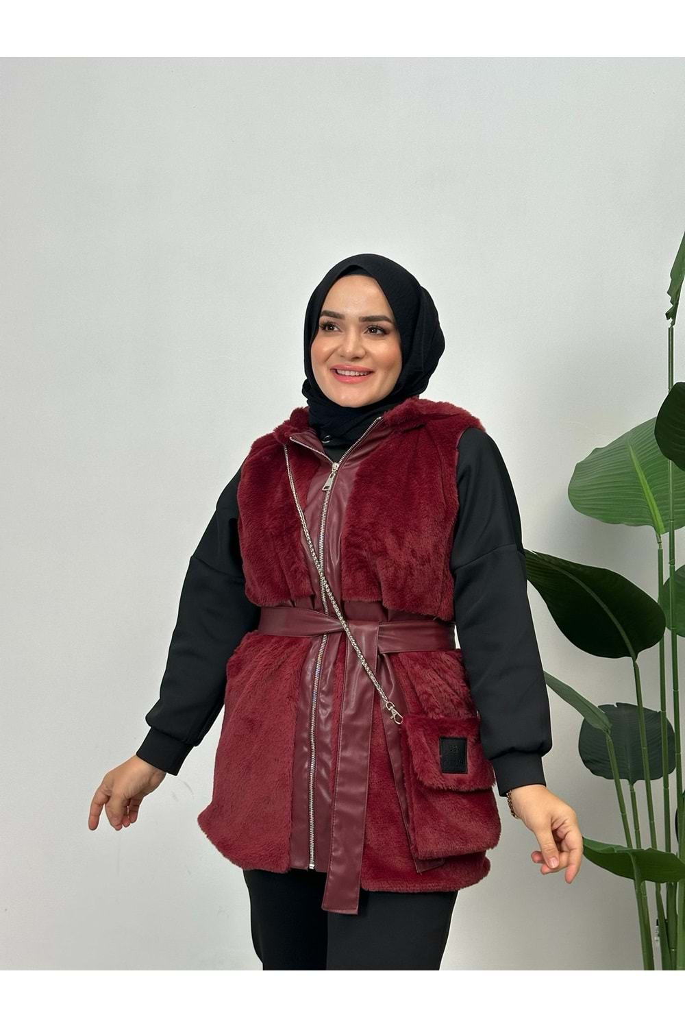 PELUŞ YELEK - BORDO - 3