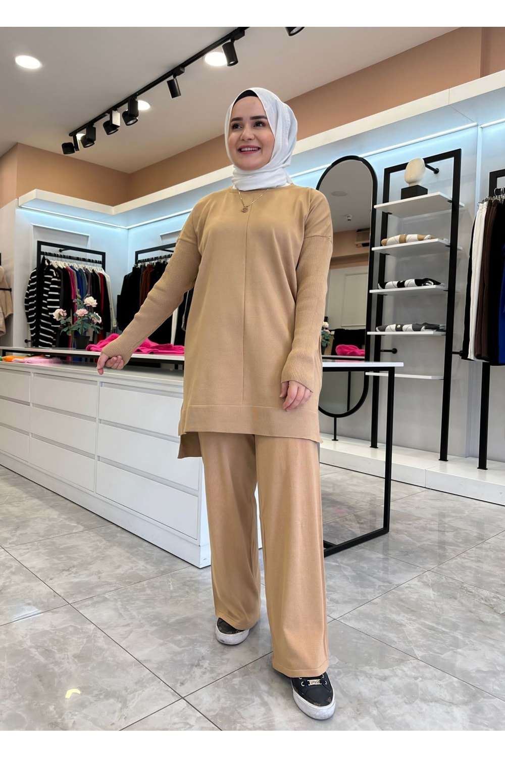 SOĞUK İPLİK MERSERİZE TAKIM - CAMEL - STD