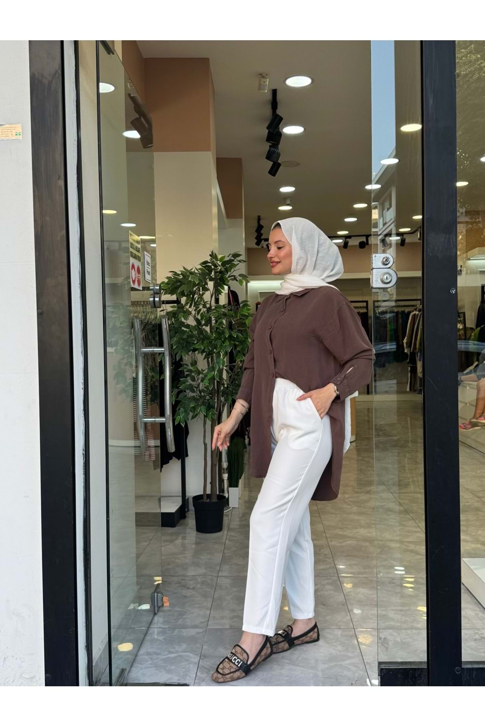 ÜTÜ İZLİ PANTOLON - BEYAZ - 2