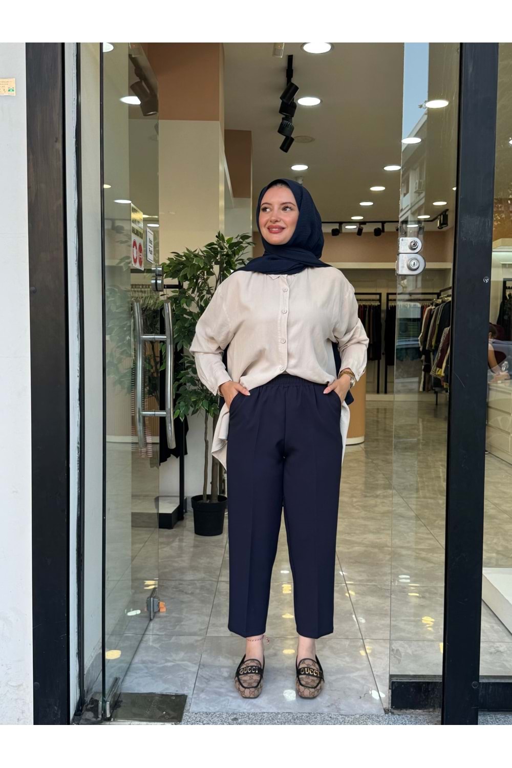 ÜTÜ İZLİ PANTOLON - LACİVERT - 3