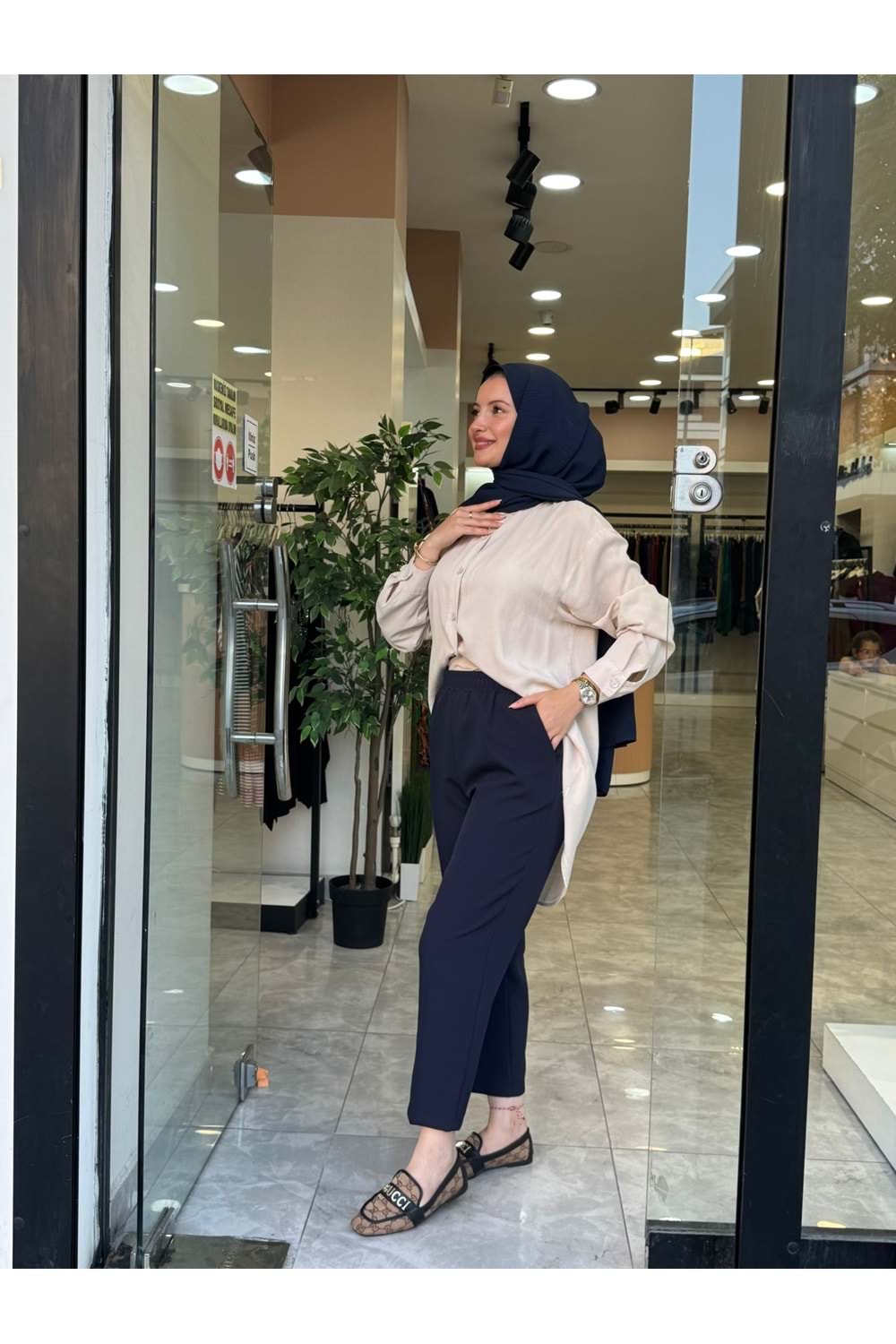 ÜTÜ İZLİ PANTOLON - LACİVERT - 3