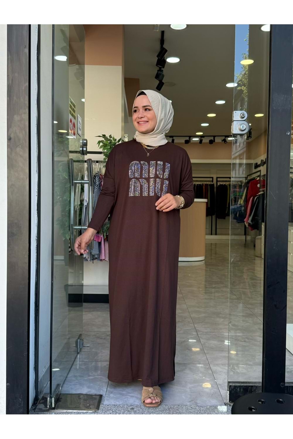 TUĞBA ELBİSE - KAHVERENGİ - STD