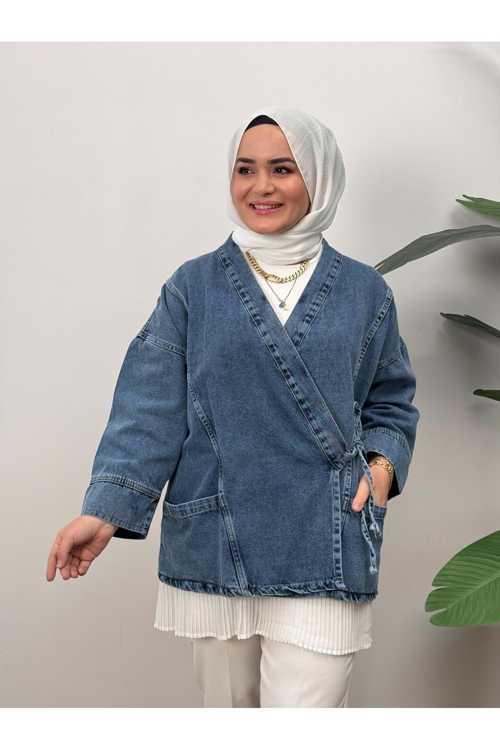 BAĞLAMA KOT CEKET - AÇIK KOT RENGİ - 38