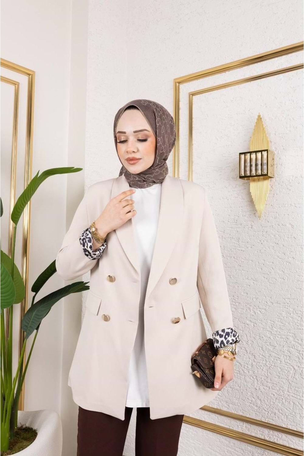 BLAZER LEOPAR CEKET - KREM - 1