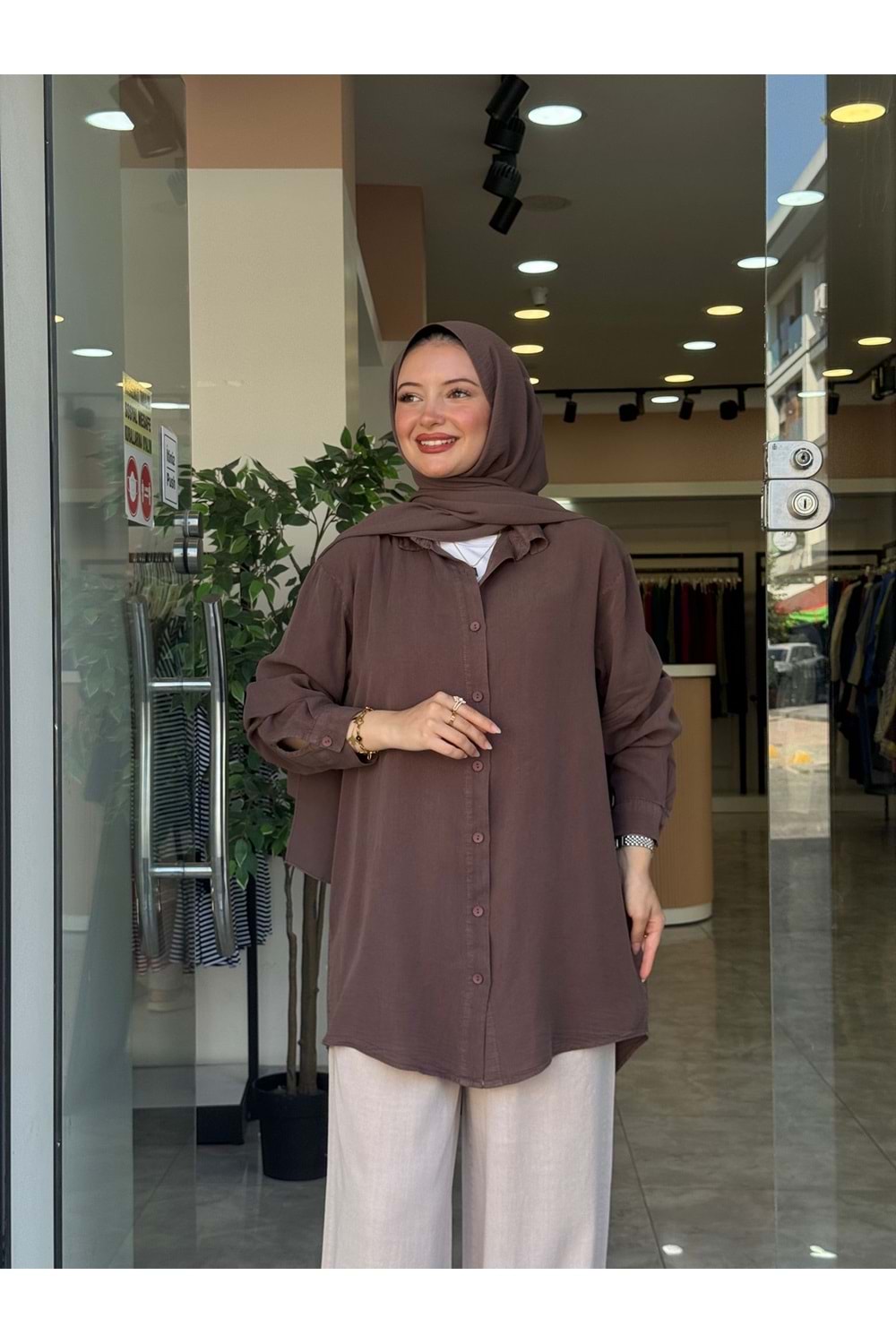 NARİN GÖMLEK - KAHVERENGİ - 42