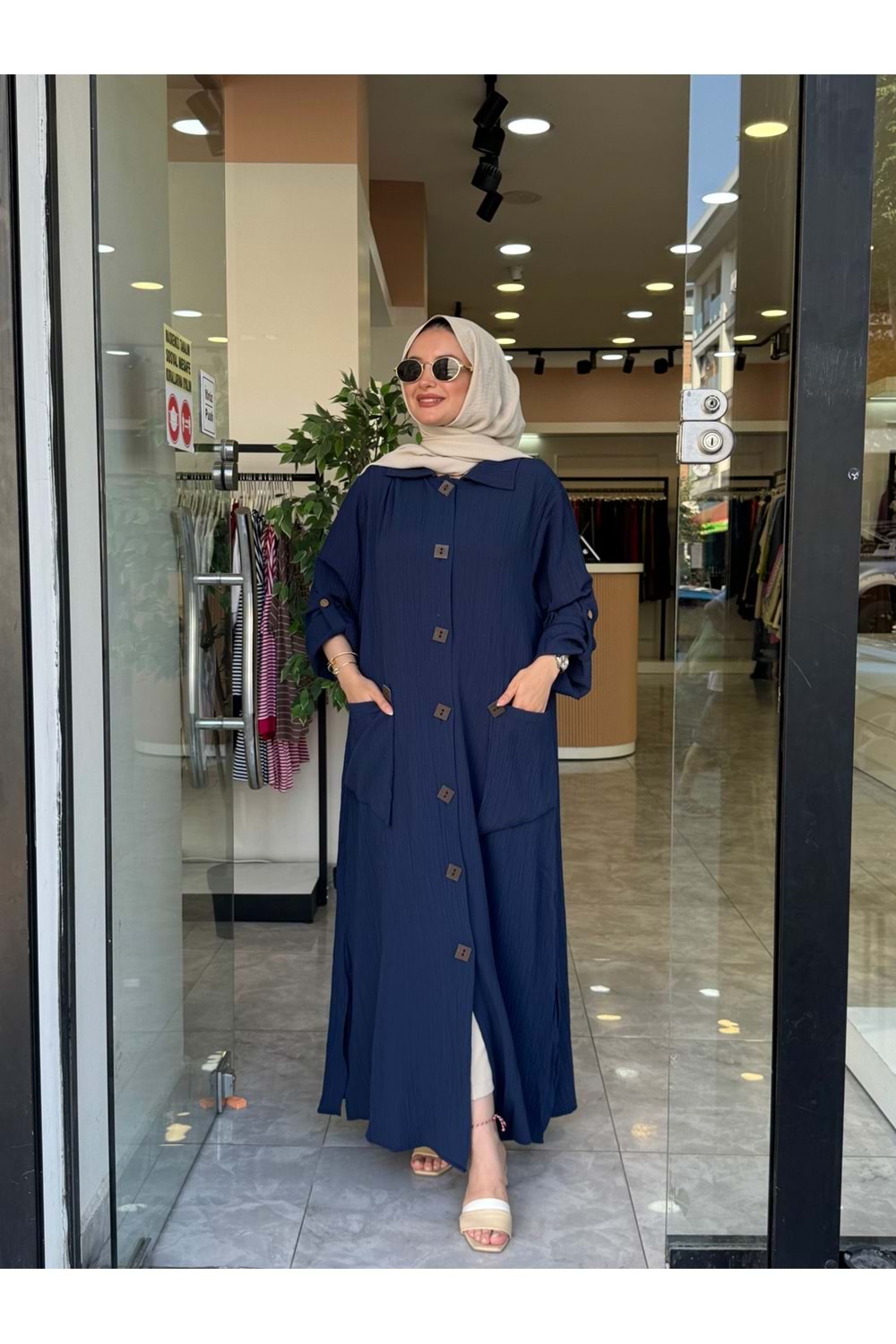 YASMİN UZUN KAP - LACİVERT - S-M