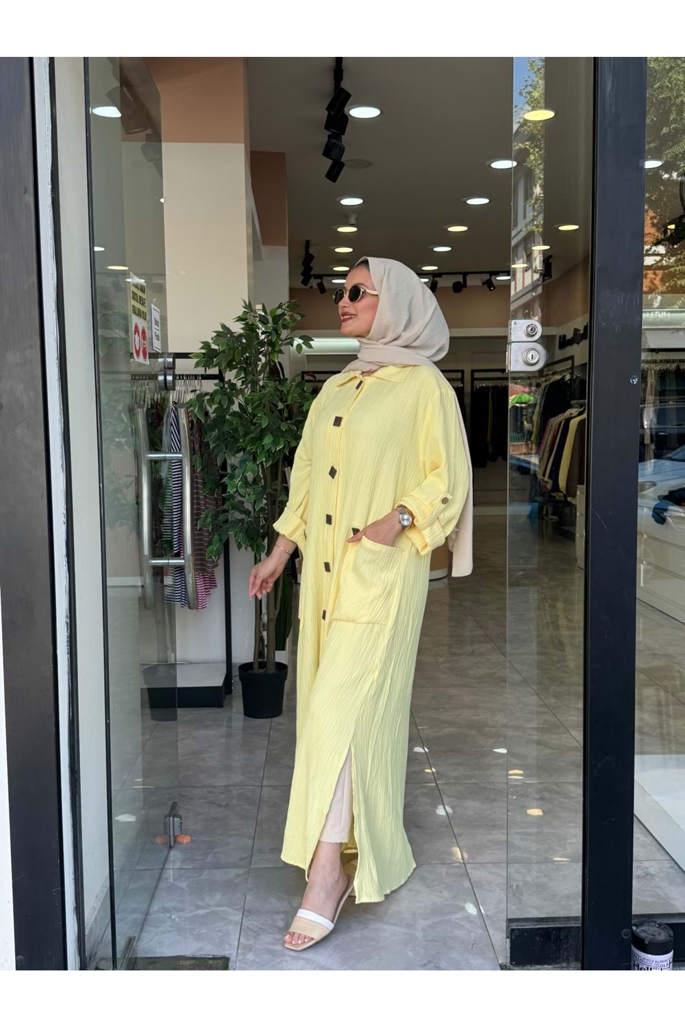 YASMİN UZUN KAP - SARI - S-M