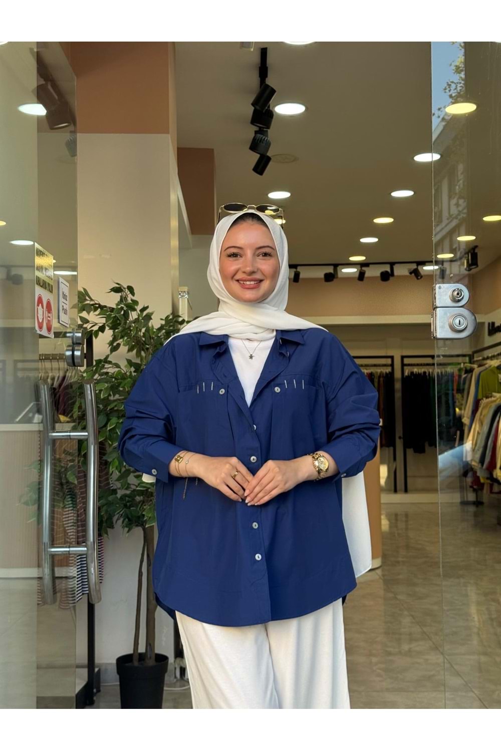 POPLİN GÖMLEK - LACİVERT - L-XL