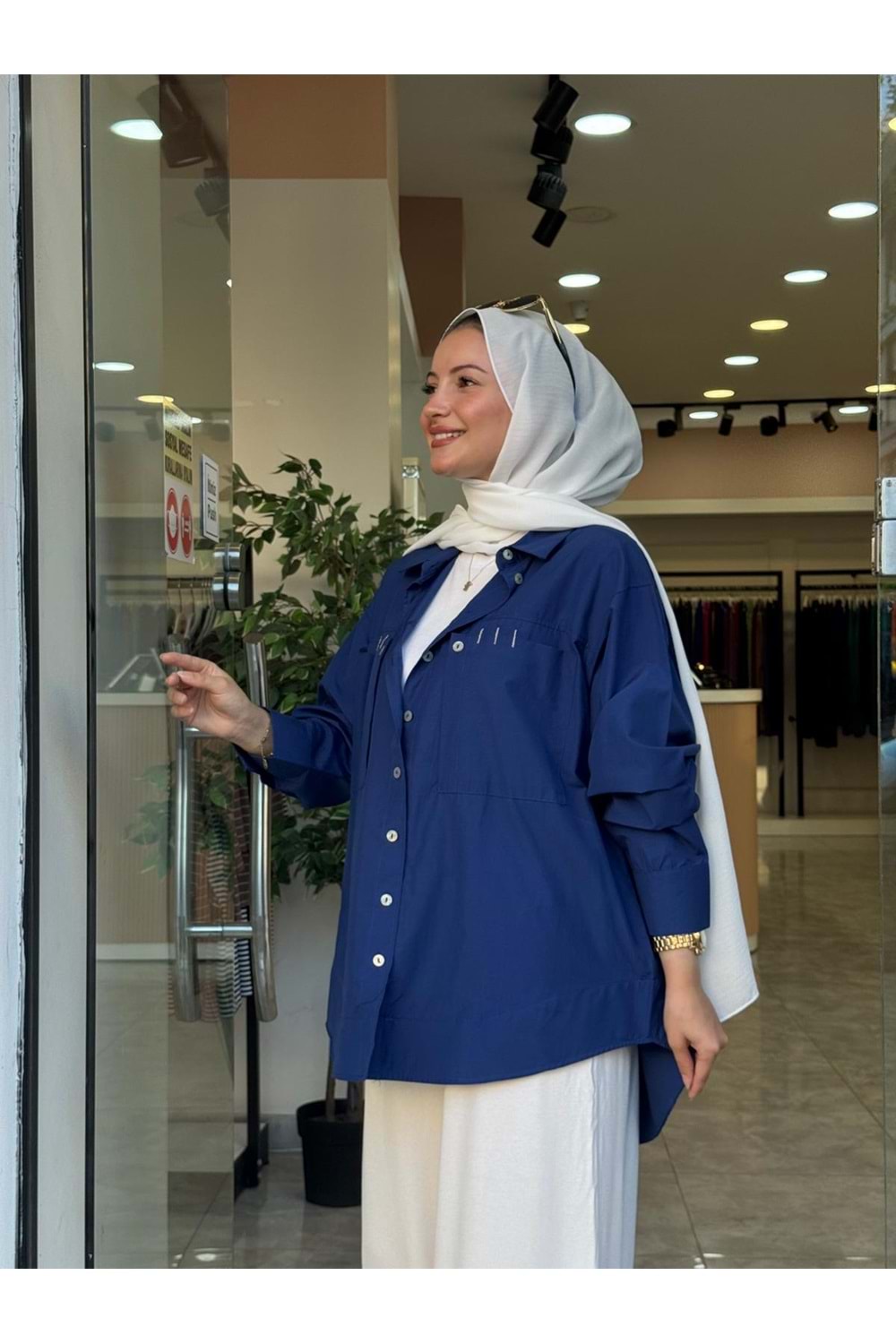POPLİN GÖMLEK - LACİVERT - L-XL