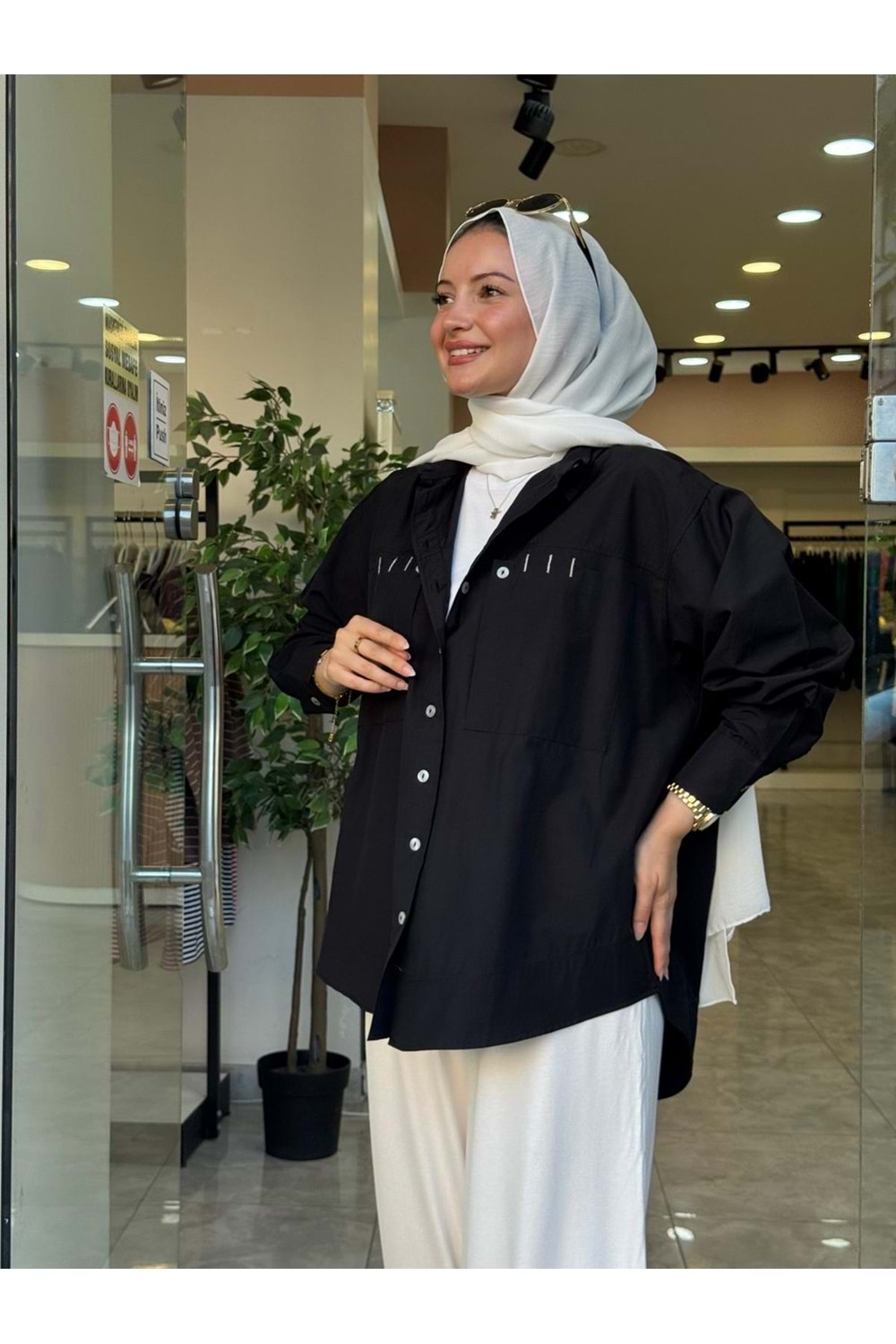 POPLİN GÖMLEK - SİYAH - L-XL