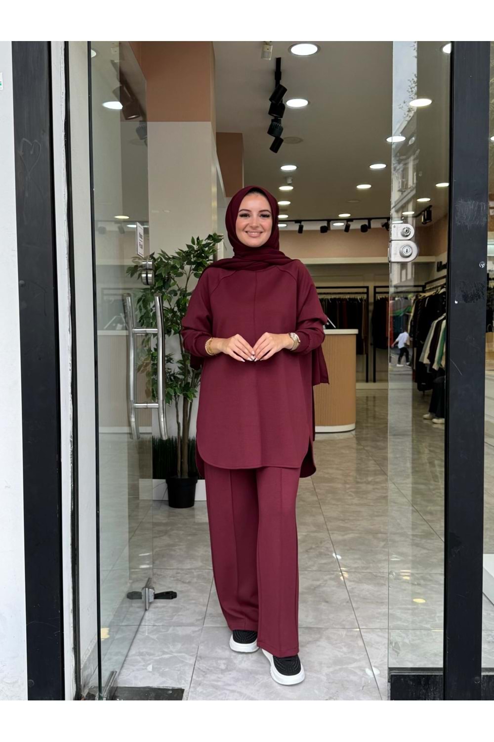 VERA ÇİMALI TAKIM - BORDO - L-XL