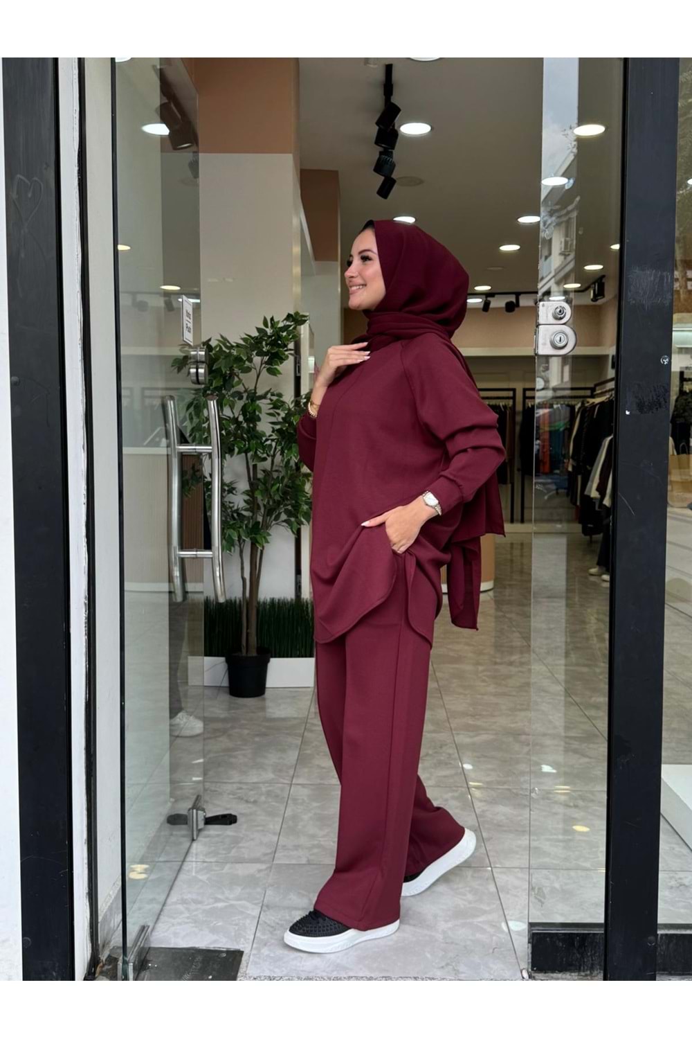 VERA ÇİMALI TAKIM - BORDO - L-XL