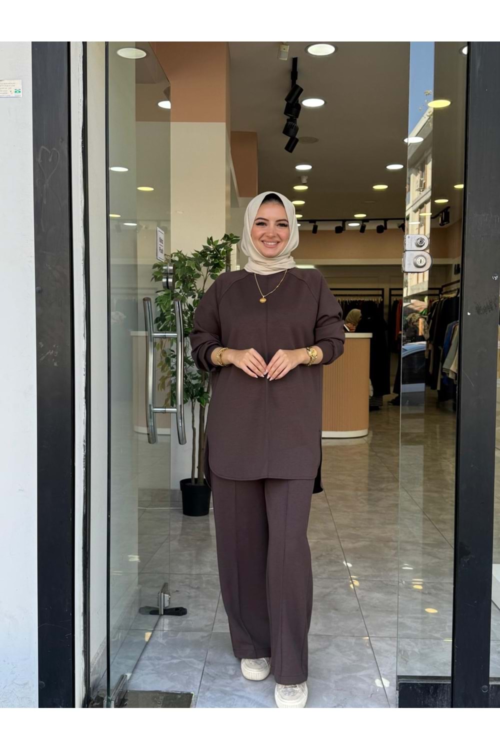VERA ÇİMALI TAKIM - KAHVERENGİ - S-M