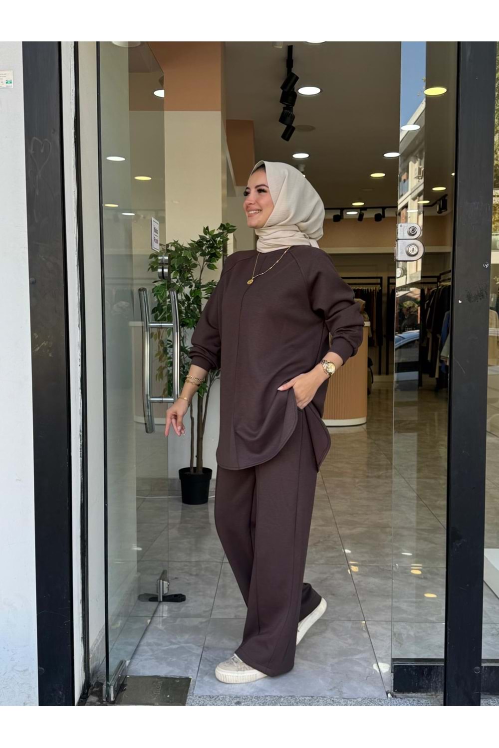 VERA ÇİMALI TAKIM - KAHVERENGİ - S-M