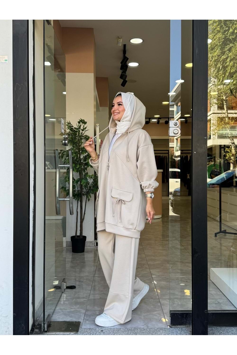 KURDELE TAKIM - KREM - L-XL