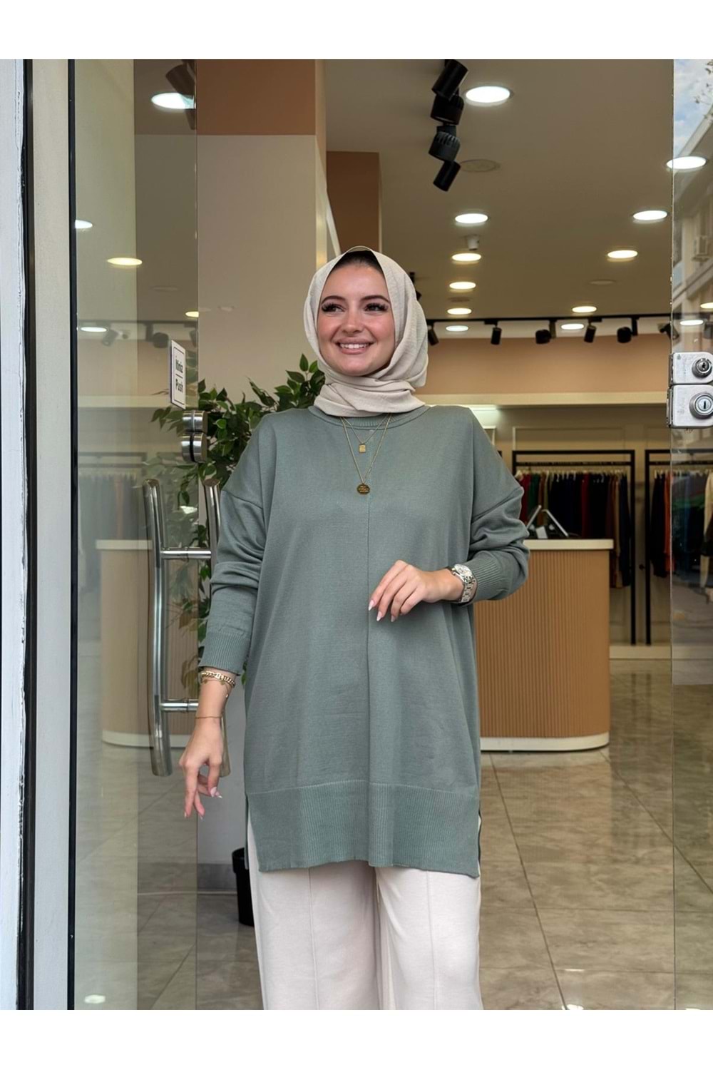 NİSA TRİKO TUNİK - ÇAĞLA YEŞİLİ - STD