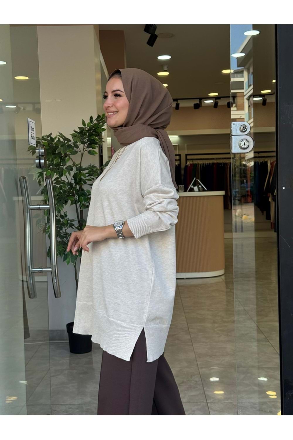 NİSA TRİKO TUNİK - EKRU - STD