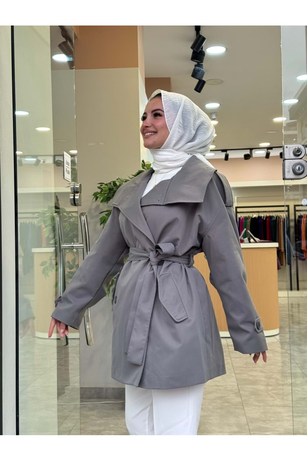 KISA TRENCH - GRİ - STD