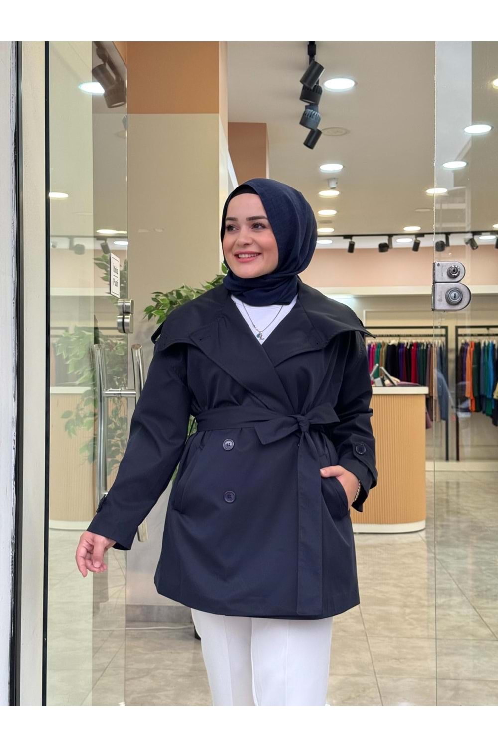 KISA TRENCH - LACİVERT - STD