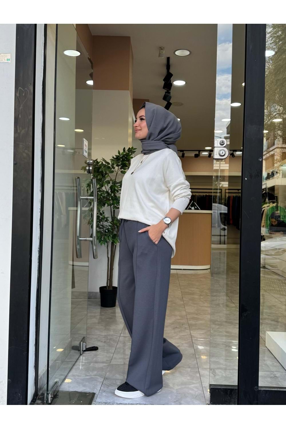 OYŞO ÇİMALI PANTOLON - GRİ - M