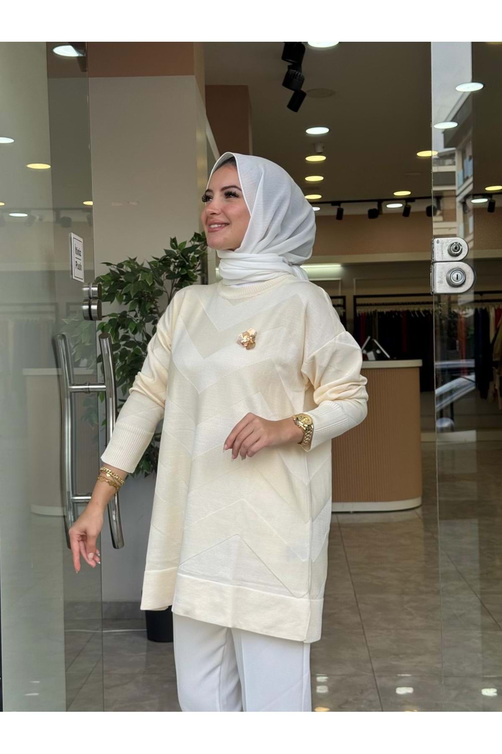 ZİKZAK TUNİK - KREM - STD