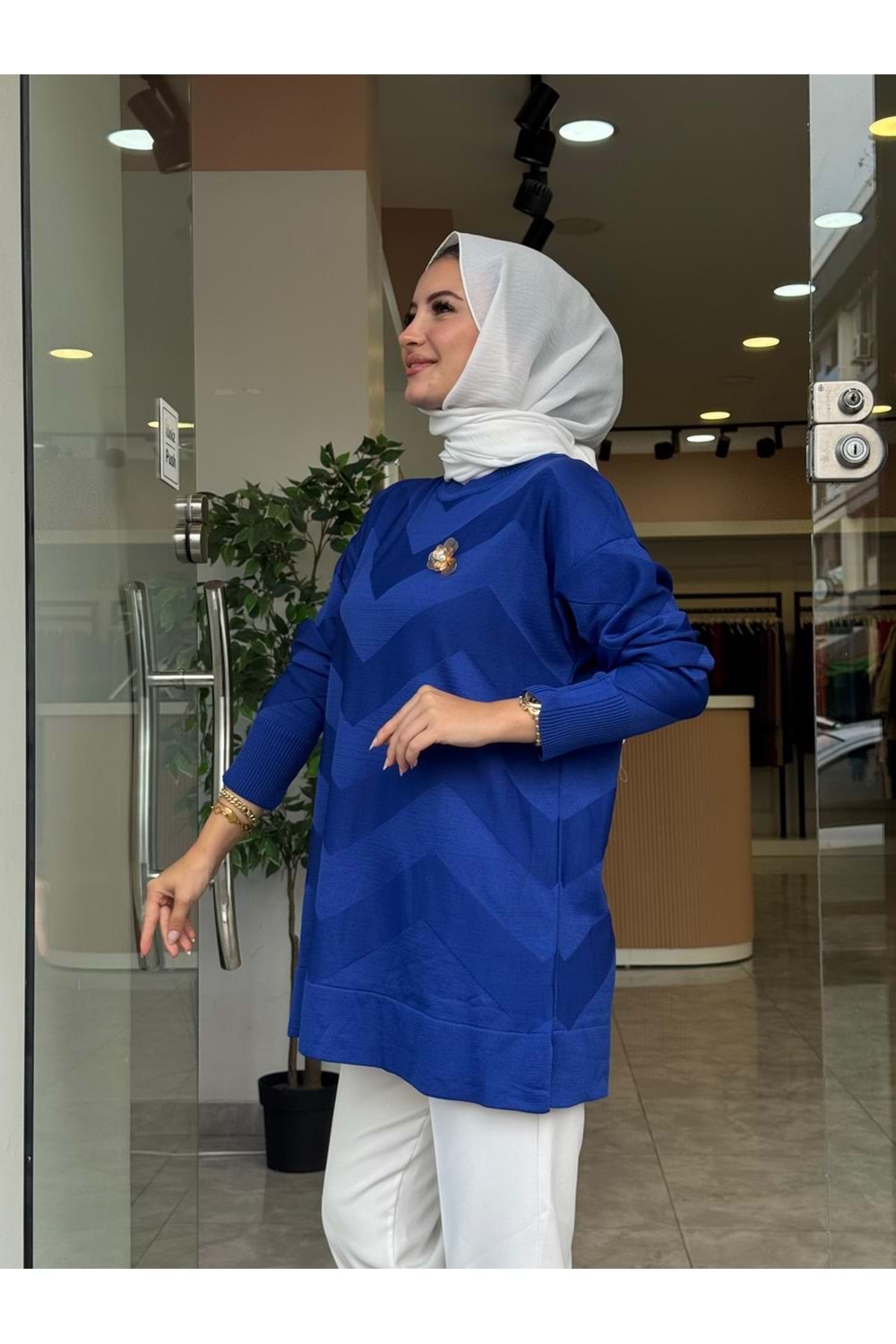 ZİKZAK TUNİK - SAKS MAVİSİ - STD