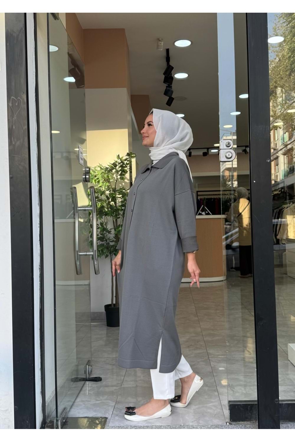 UZUN MERSERİZE HIRKA - GRİ - STD