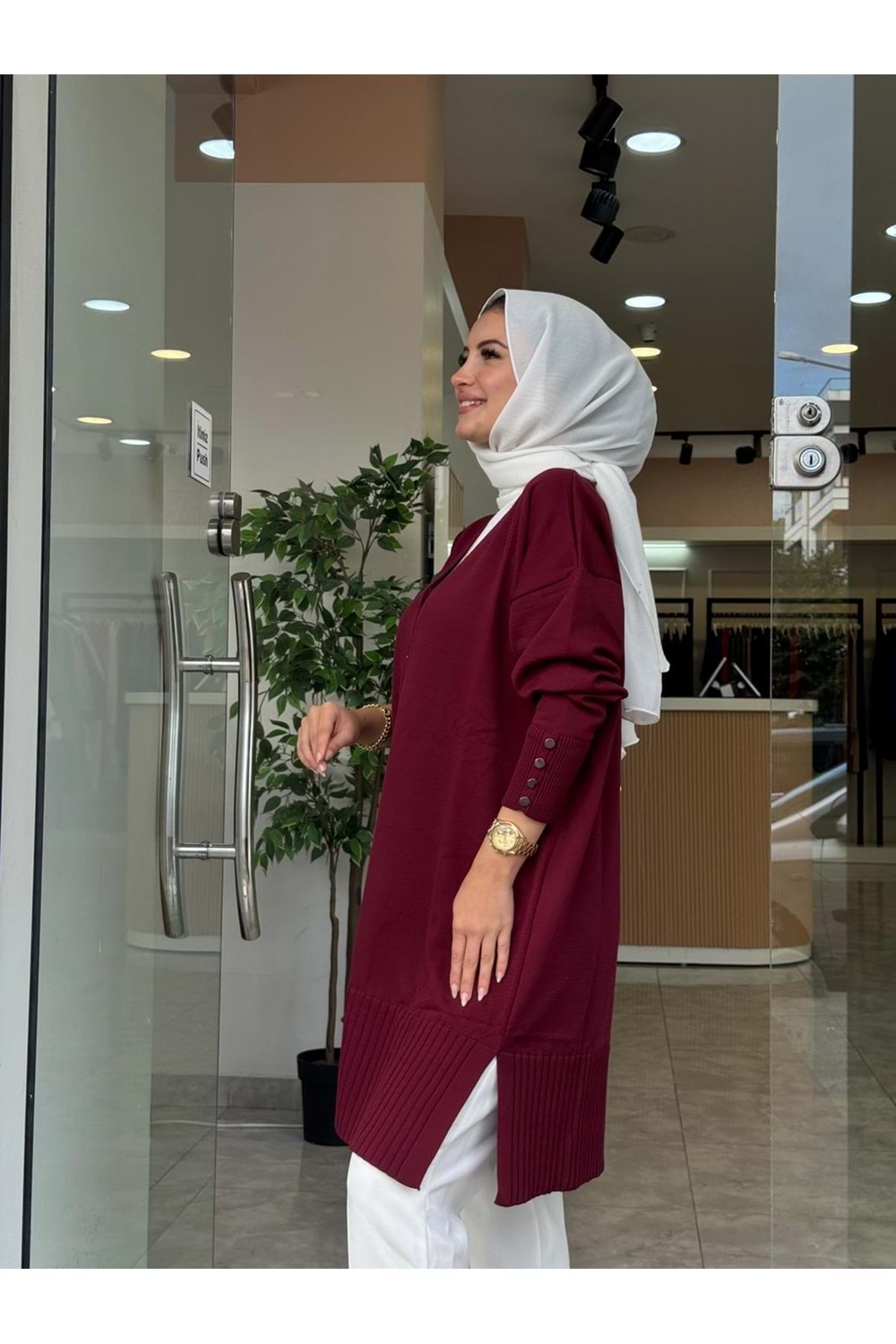 KISA MERSERİZE HIRKA - BORDO - STD