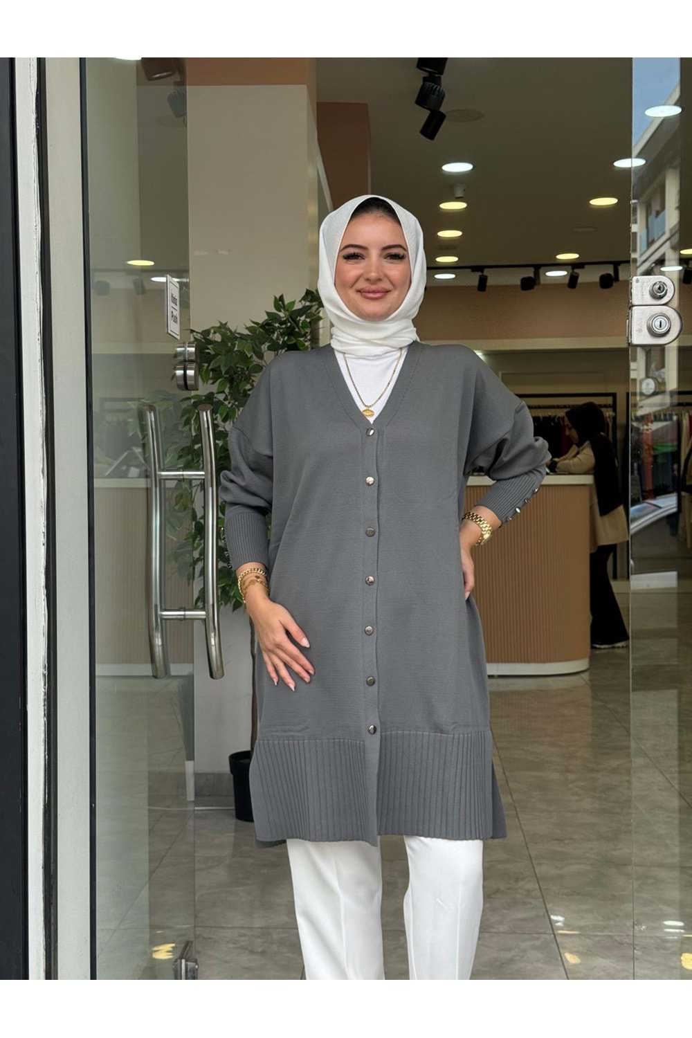 KISA MERSERİZE HIRKA - GRİ - STD