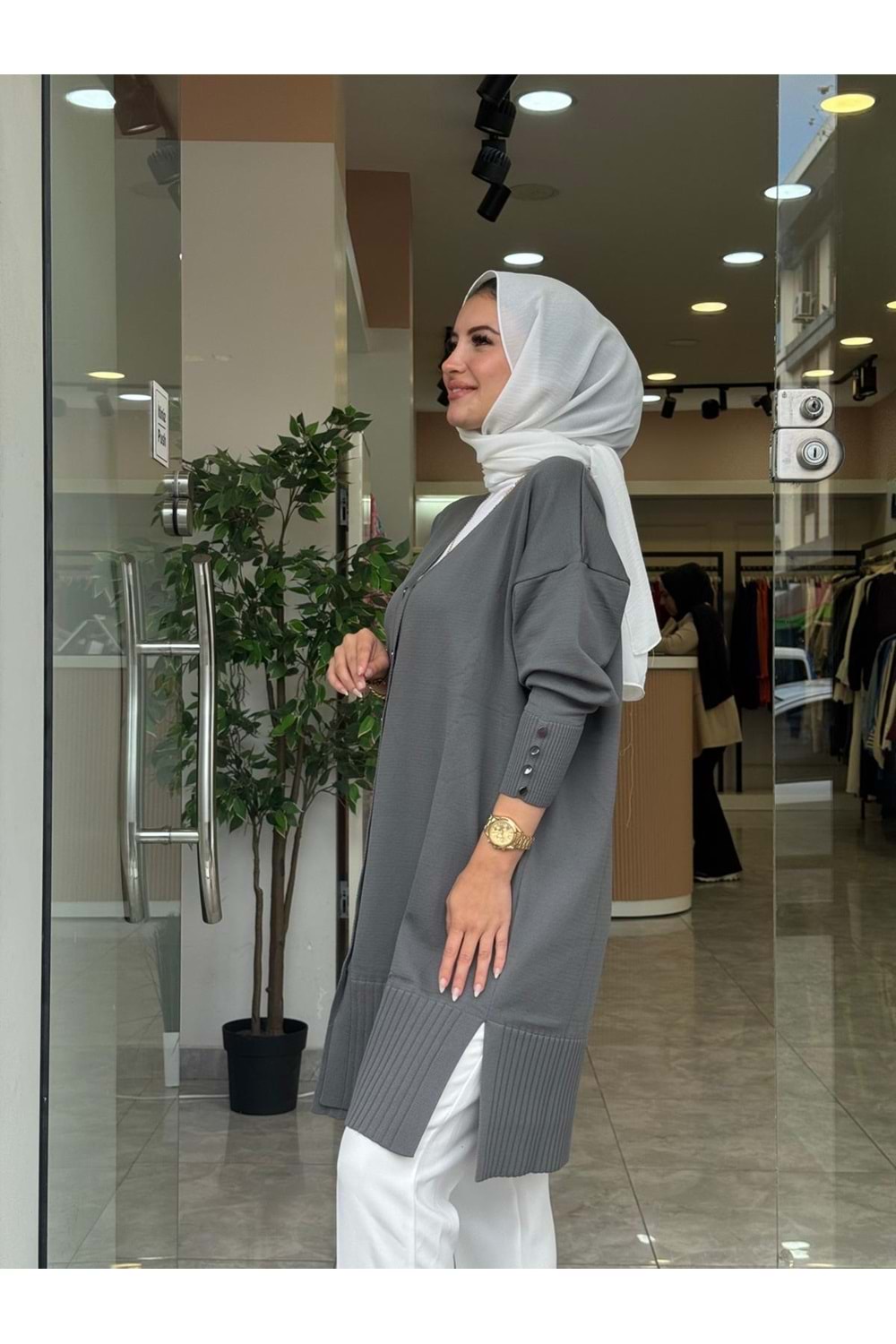 KISA MERSERİZE HIRKA - GRİ - STD