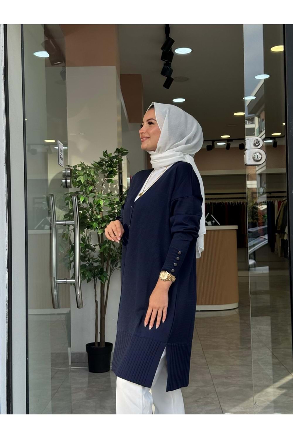 KISA MERSERİZE HIRKA - LACİVERT - STD