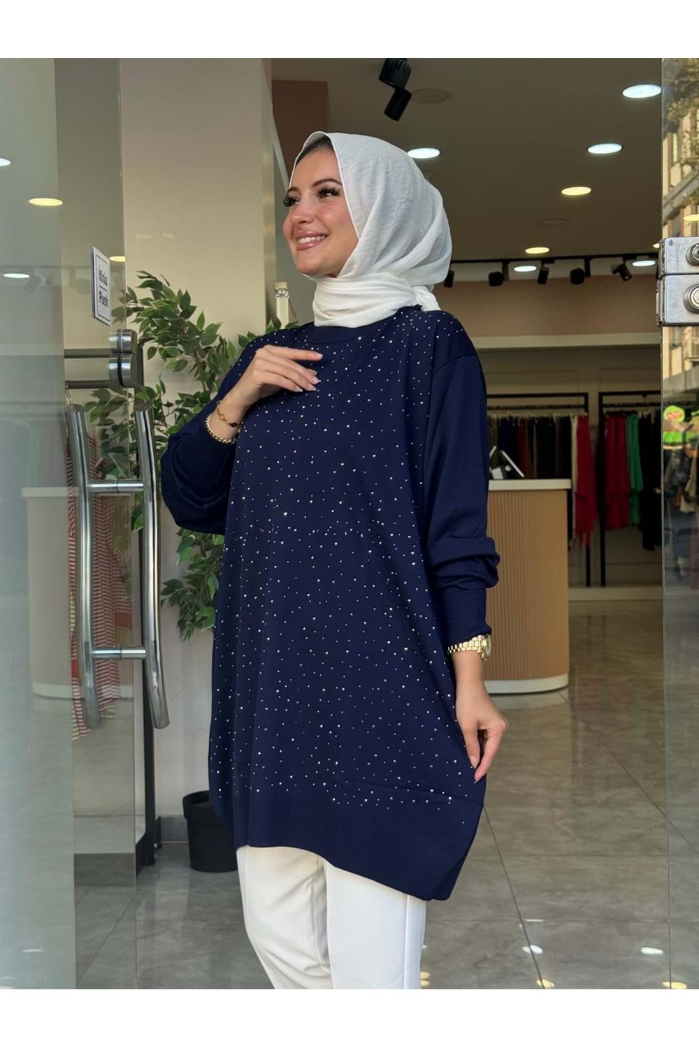 PULLU TUNİK - LACİVERT - STD