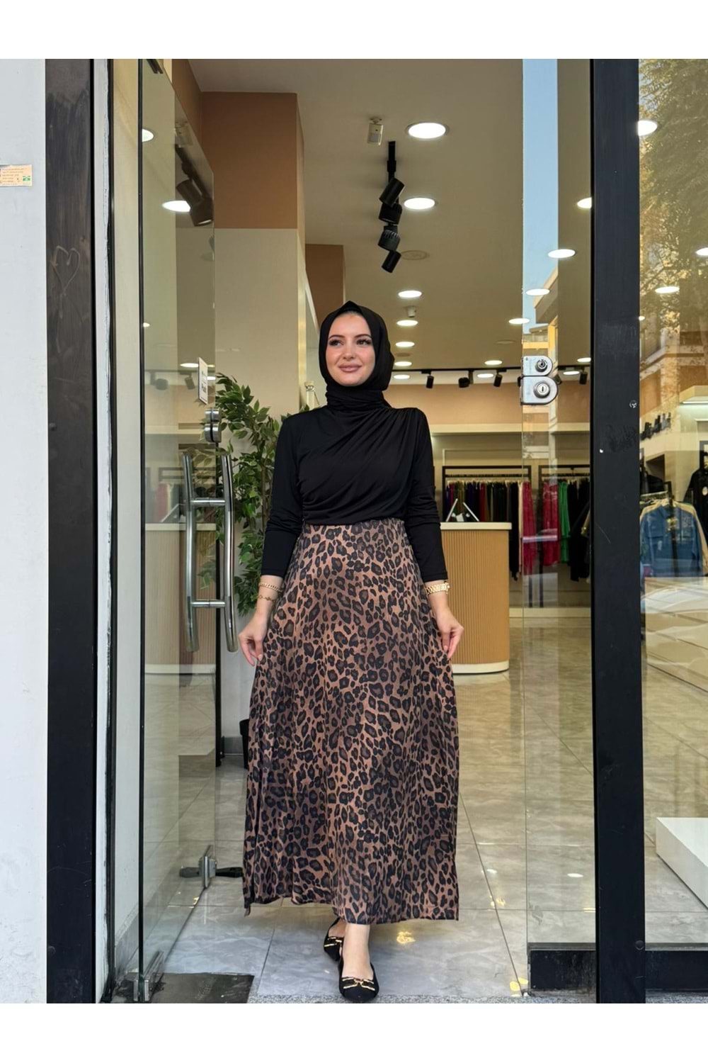 LEOPAR SATEN ETEK - KAHVERENGİ - 36