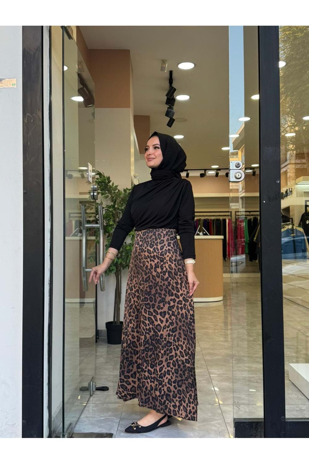 LEOPAR SATEN ETEK - KAHVERENGİ - 36