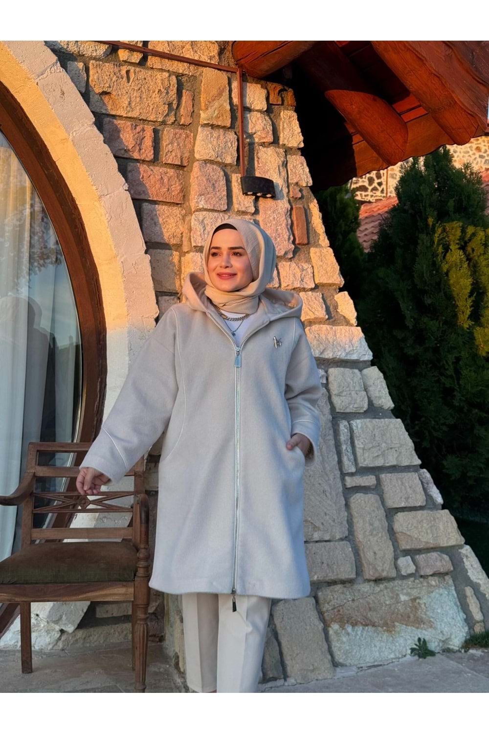 ANGORA PALTO - KREM - 1