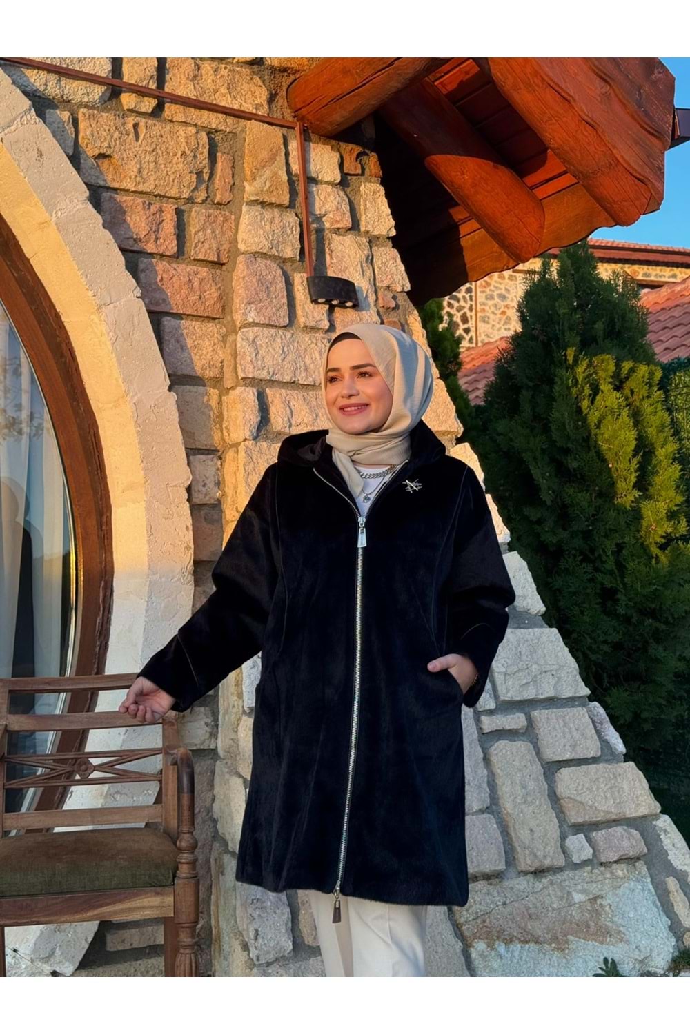 ANGORA PALTO - SİYAH - 1