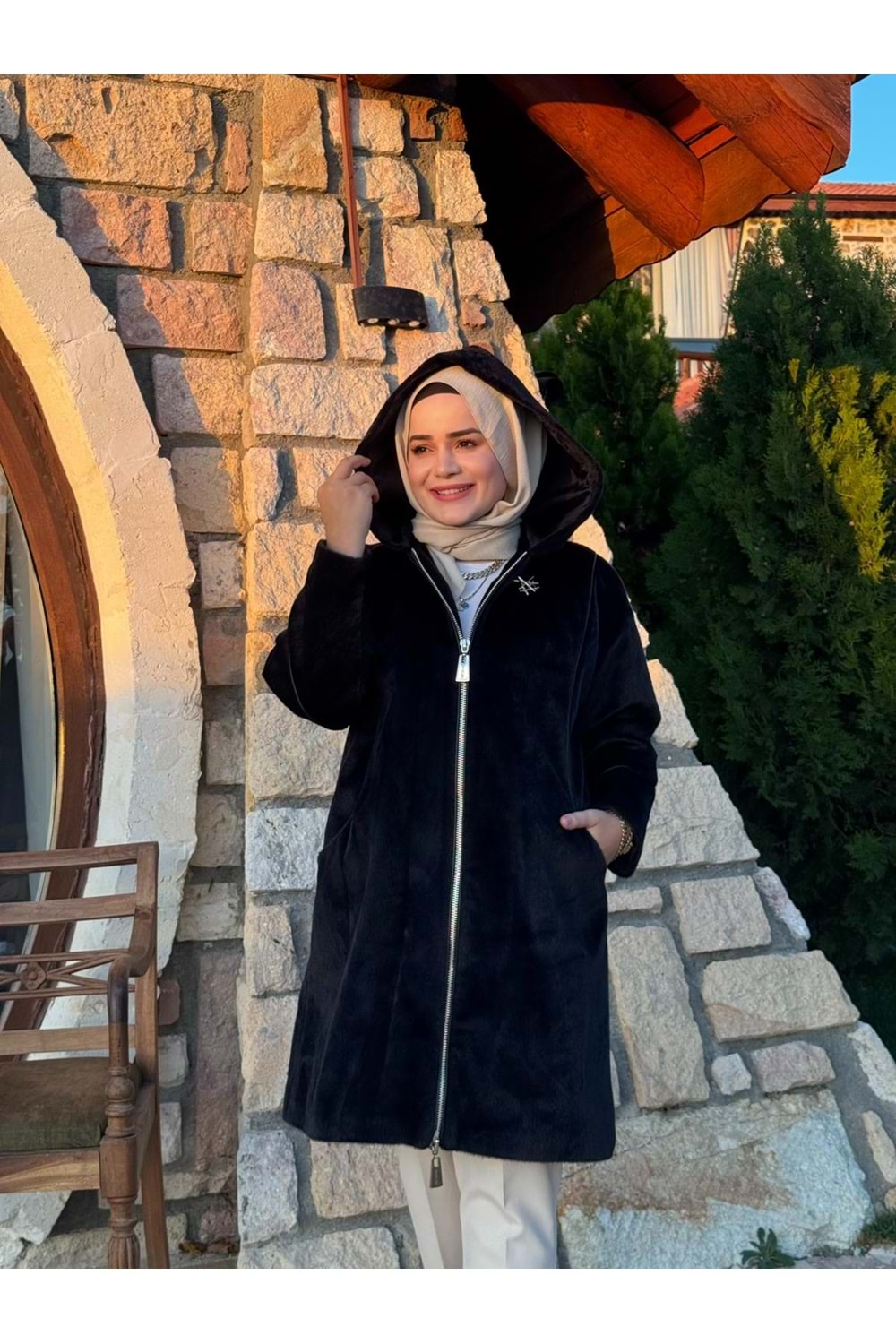 ANGORA PALTO - SİYAH - 1