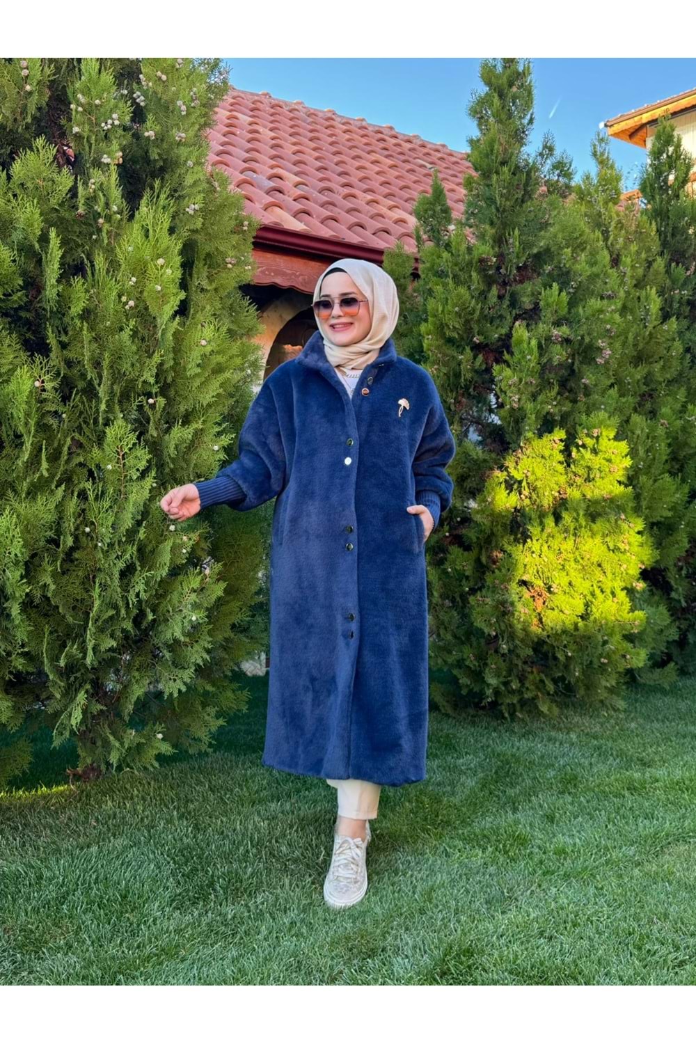 ANGORA UZUN DÜĞMELİ KABAN - LACİVERT - 2