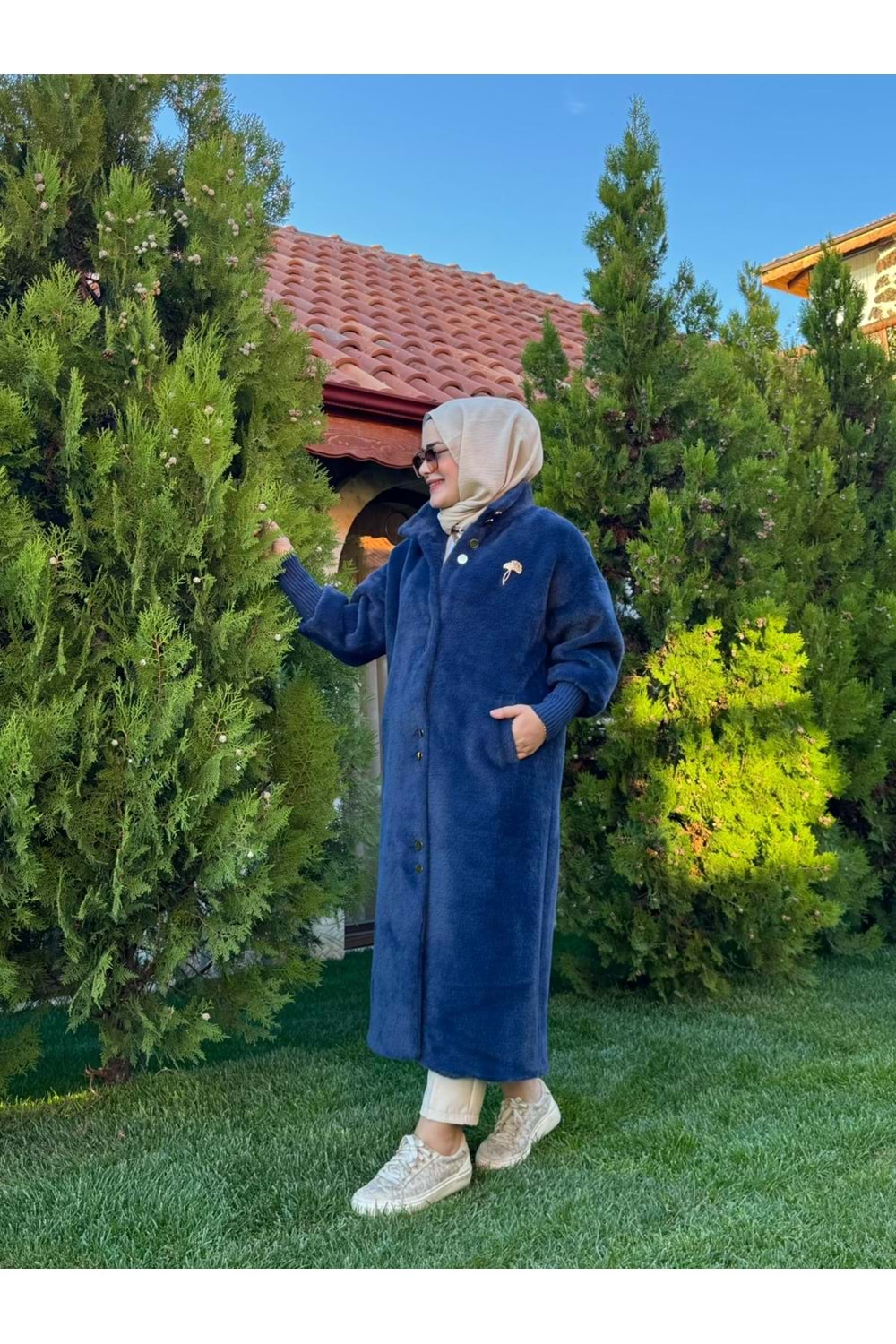 ANGORA UZUN DÜĞMELİ KABAN - LACİVERT - 2