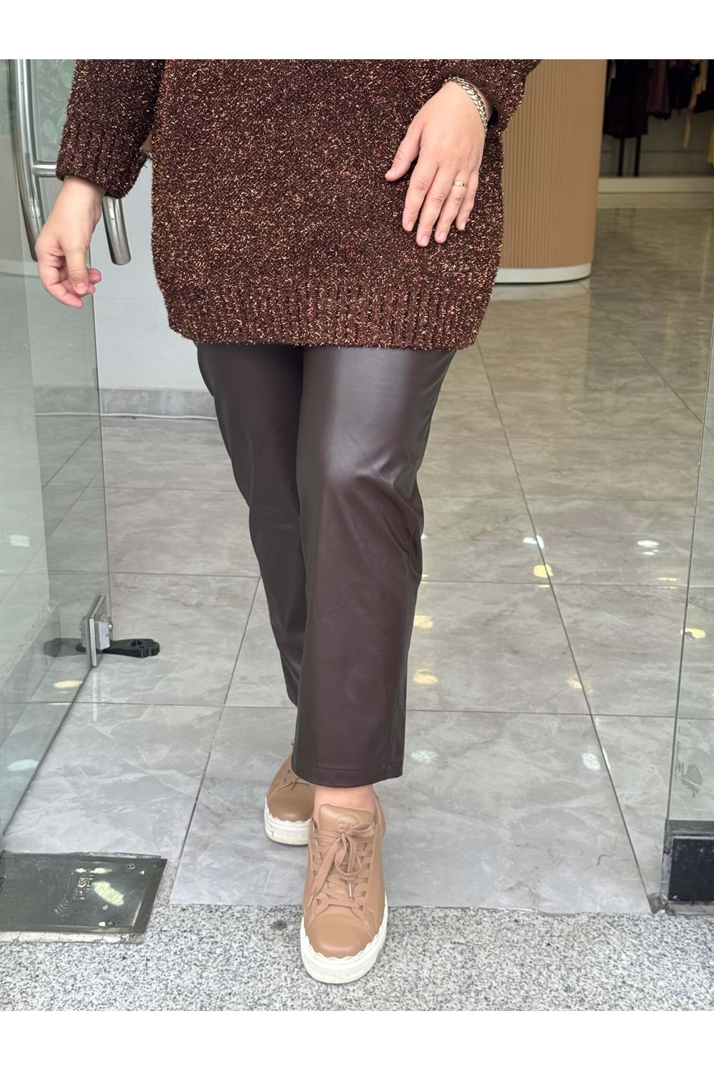 LAL DERİ PANTOLON - ACI KAHVE - 1