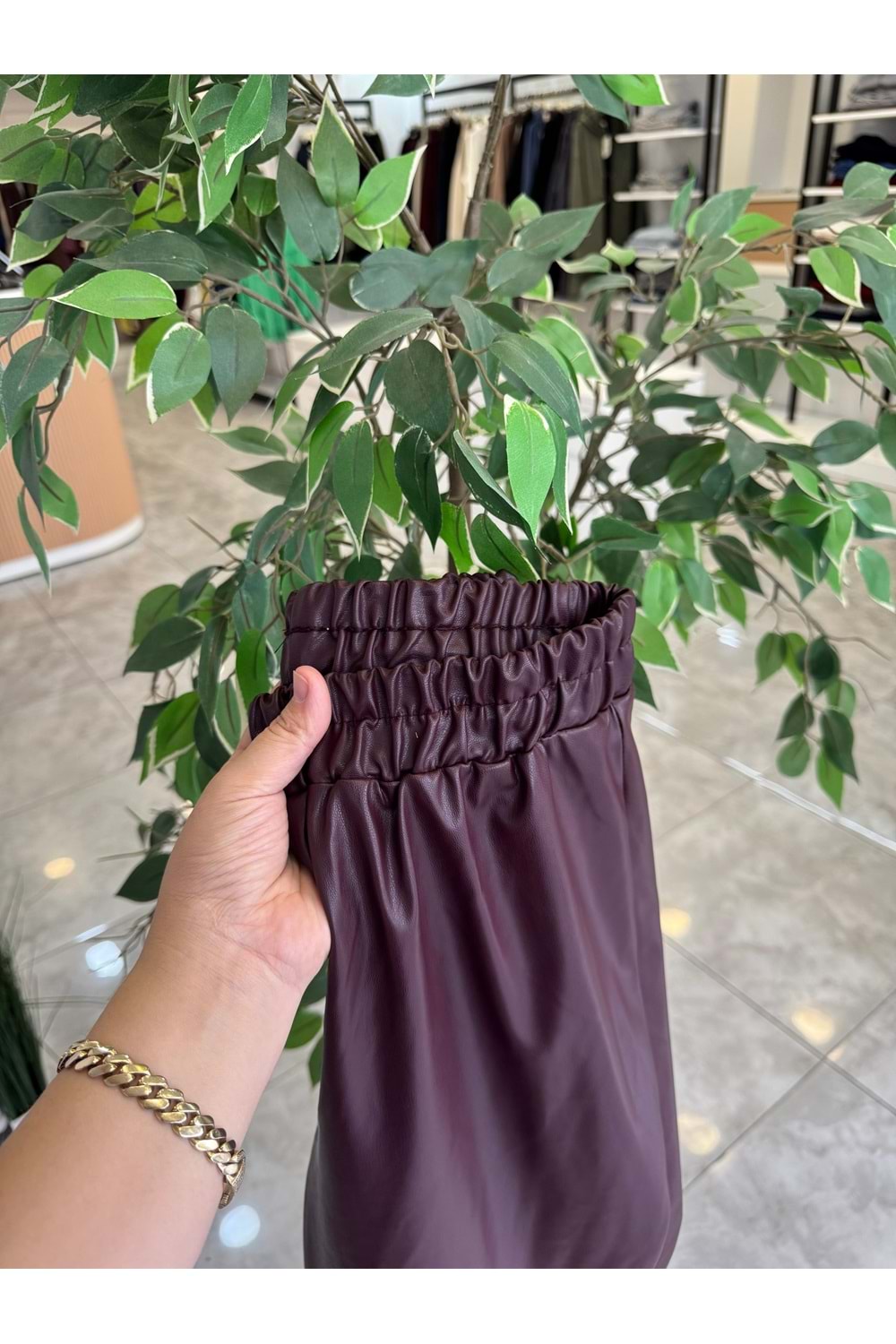 LAL DERİ PANTOLON - BORDO - 1